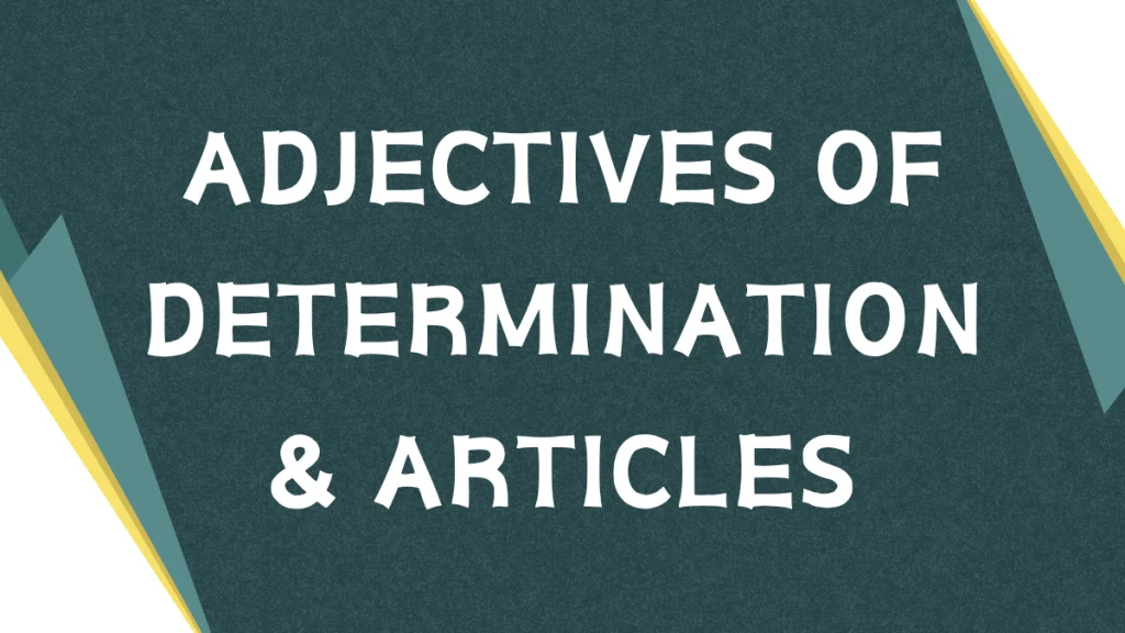 Adjectives of Determination: Mastering Definite and Indefinite Articles